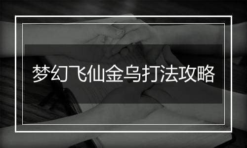 梦幻飞仙金乌打法攻略