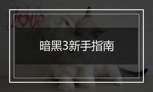 暗黑3新手指南