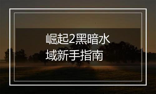 崛起2黑暗水域新手指南