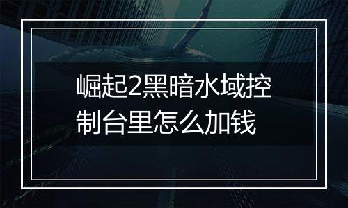 崛起2黑暗水域控制台里怎么加钱