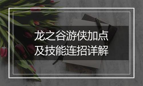 龙之谷游侠加点及技能连招详解
