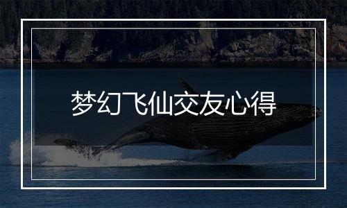 梦幻飞仙交友心得