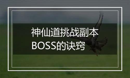 神仙道挑战副本BOSS的诀窍