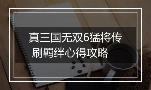 真三国无双6猛将传 刷羁绊心得攻略