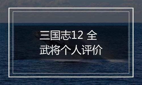 三国志12 全武将个人评价
