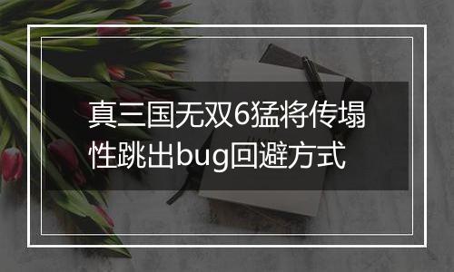 真三国无双6猛将传塌性跳出bug回避方式