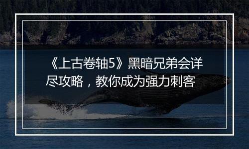《上古卷轴5》黑暗兄弟会详尽攻略，教你成为强力刺客