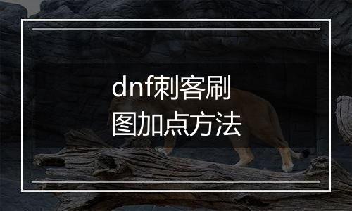 dnf刺客刷图加点方法