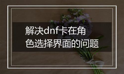 解决dnf卡在角色选择界面的问题