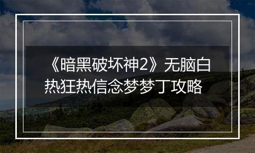 《暗黑破坏神2》无脑白热狂热信念梦梦丁攻略