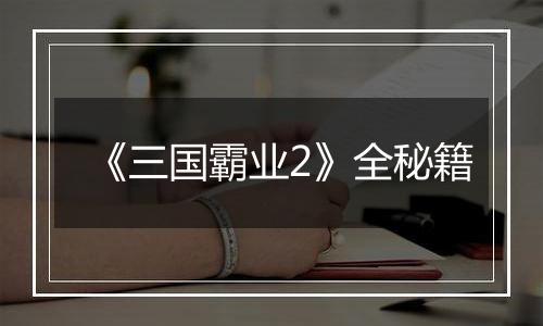 《三国霸业2》全秘籍