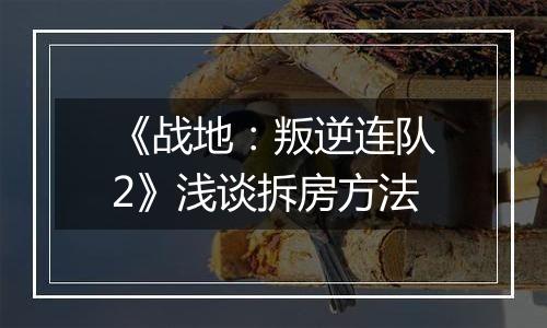 《战地：叛逆连队2》浅谈拆房方法