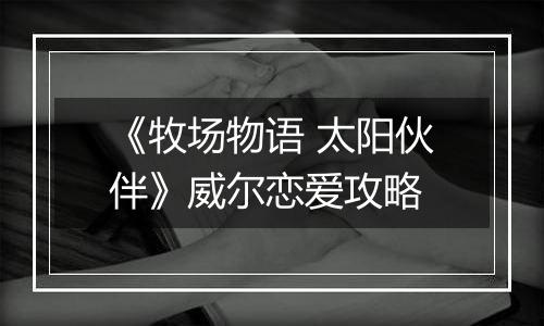 《牧场物语 太阳伙伴》威尔恋爱攻略