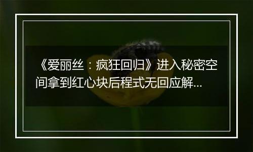 《爱丽丝：疯狂回归》进入秘密空间拿到红心块后程式无回应解决方法