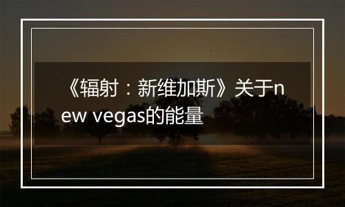《辐射：新维加斯》关于new vegas的能量