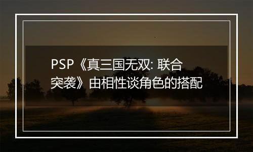 PSP《真三国无双: 联合突袭》由相性谈角色的搭配