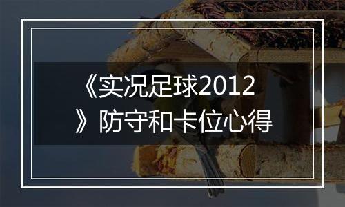 《实况足球2012》防守和卡位心得