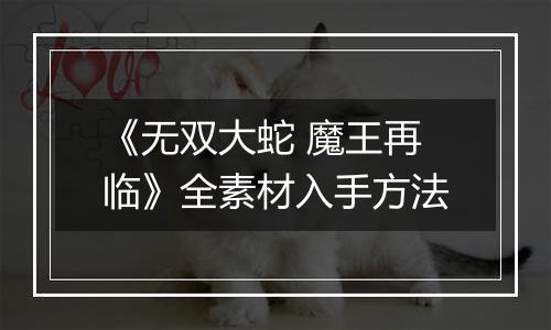 《无双大蛇 魔王再临》全素材入手方法