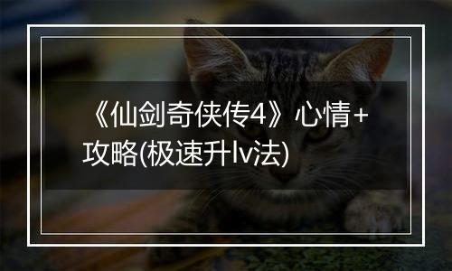 《仙剑奇侠传4》心情+攻略(极速升lv法)