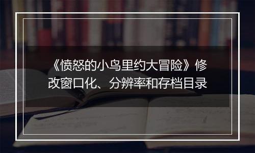 《愤怒的小鸟里约大冒险》修改窗口化、分辨率和存档目录