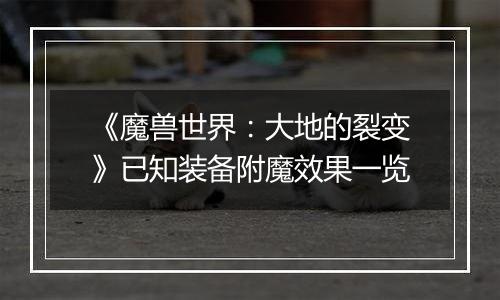 《魔兽世界：大地的裂变》已知装备附魔效果一览