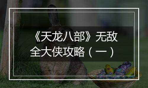 《天龙八部》无敌全大侠攻略（一）