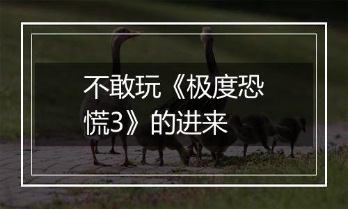 不敢玩《极度恐慌3》的进来