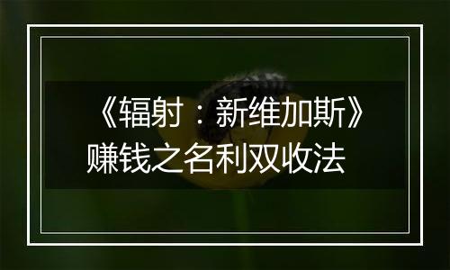 《辐射：新维加斯》赚钱之名利双收法