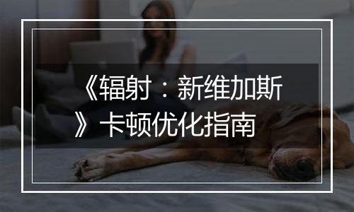 《辐射：新维加斯》卡顿优化指南