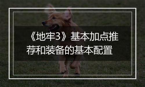 《地牢3》基本加点推荐和装备的基本配置