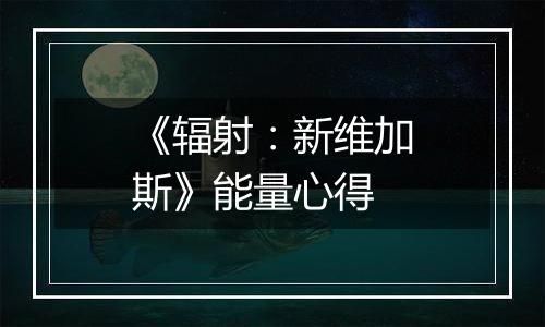 《辐射：新维加斯》能量心得