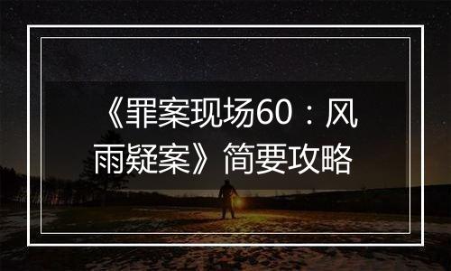 《罪案现场60：风雨疑案》简要攻略