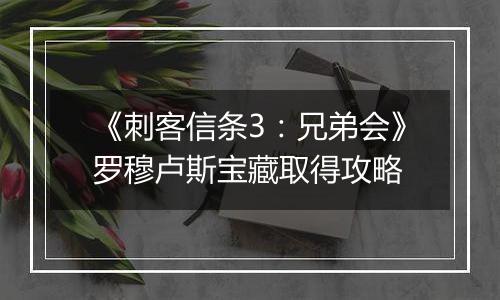 《刺客信条3：兄弟会》罗穆卢斯宝藏取得攻略