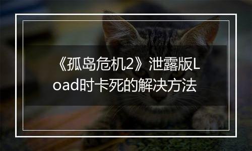 《孤岛危机2》泄露版Load时卡死的解决方法