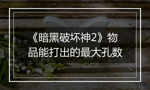 《暗黑破坏神2》物品能打出的最大孔数
