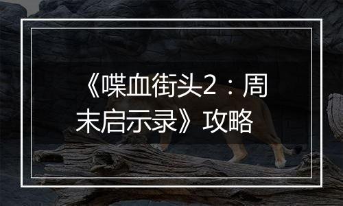《喋血街头2：周末启示录》攻略