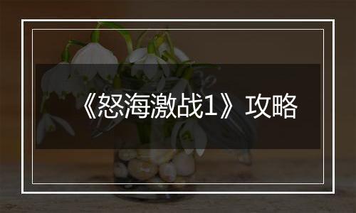 《怒海激战1》攻略