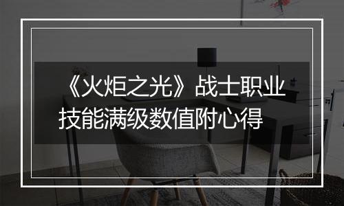 《火炬之光》战士职业技能满级数值附心得