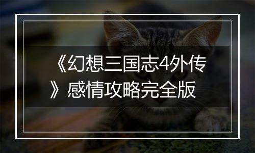 《幻想三国志4外传》感情攻略完全版