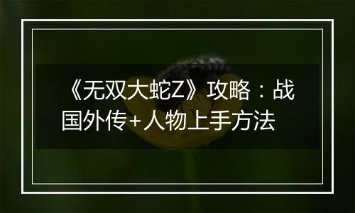 《无双大蛇Z》攻略：战国外传+人物上手方法