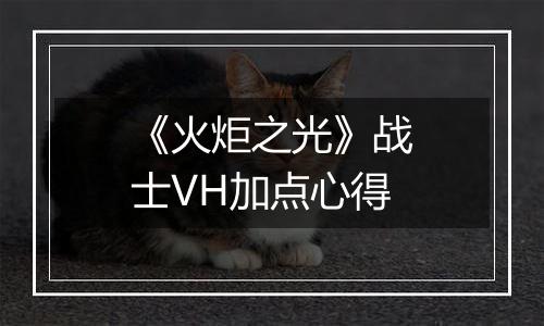 《火炬之光》战士VH加点心得