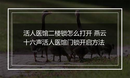 活人医馆二楼锁怎么打开 燕云十六声活人医馆门锁开启方法
