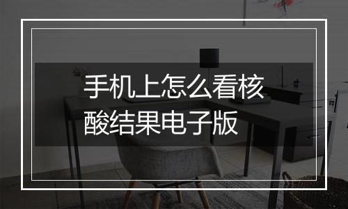 手机上怎么看核酸结果电子版