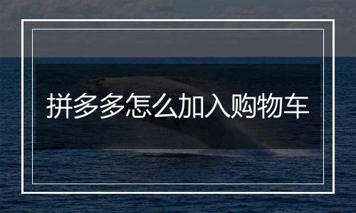 拼多多怎么加入购物车