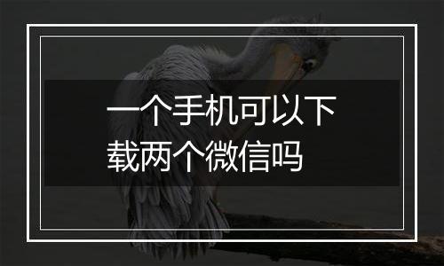 一个手机可以下载两个微信吗