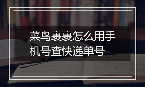 菜鸟裹裹怎么用手机号查快递单号