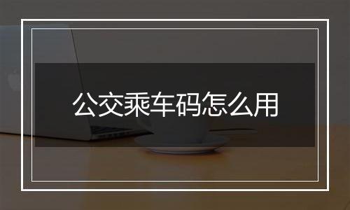 公交乘车码怎么用
