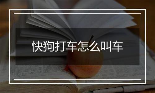 快狗打车怎么叫车