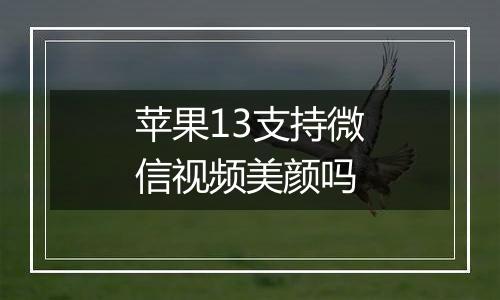 苹果13支持微信视频美颜吗