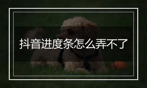 抖音进度条怎么弄不了